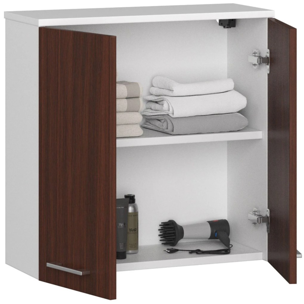Dulap de baie suspendat Farid TYP5 (Alb + wenge). 1069542