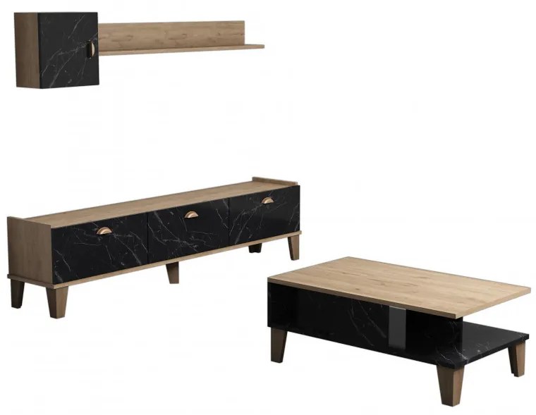 Set Comoda TV si Masuta de Cafea Living SumerG5030 Oak-Marble