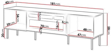 Masă TV cu șemineu electric Orlandio 180 (nuc warmia). Promo -17%. 1122774