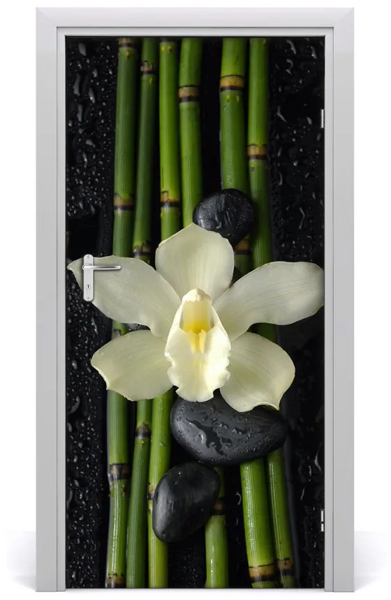 Autocolante pentru usi Orhidee și bambus