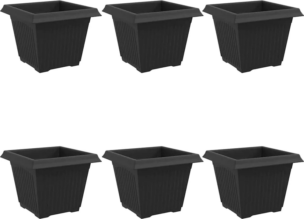 vidaXL Vază pătrată pentru flori 6 pcs Negru 28,5 x 28,5 x 22 cm