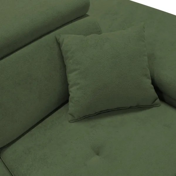 Colțar extensibil în L CASTELO, cu spațiu de depozitare, pe partea dreaptă, verde