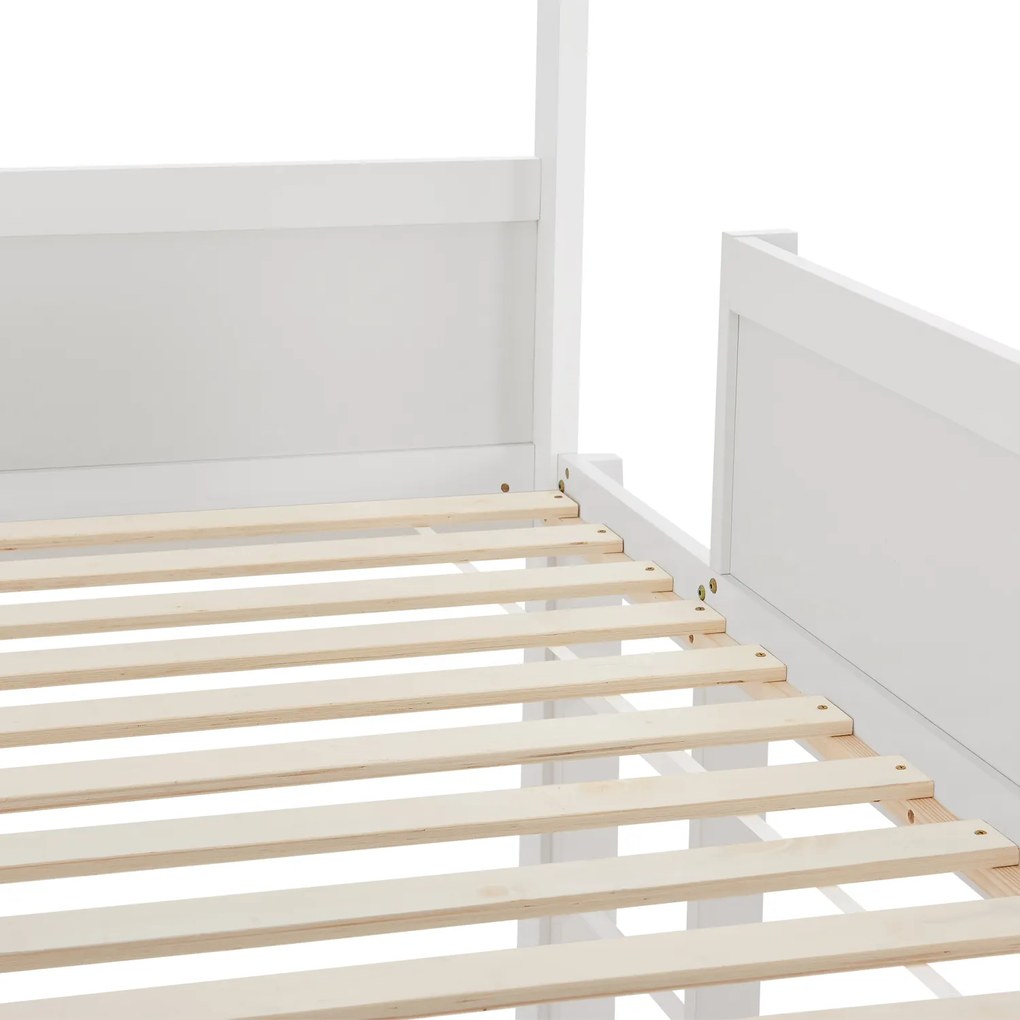Pat supraetajat copii Josy 90 x 200 cm cu scara - alb