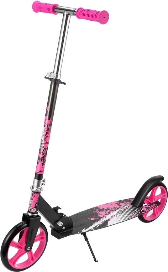 Trotineta copii si adolescenti NOVOKIDS™ Storm Camo PRO, Maxim 100 kg, Functie Super Brake, Maner reglabil pe inaltime, Diametru roata 200 mm, Roz