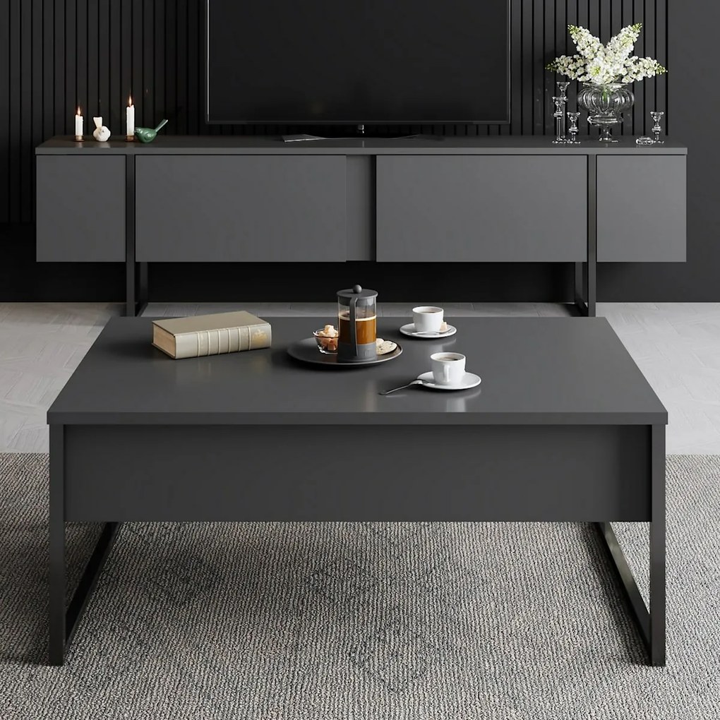Măsuță de conferință Luxe Anthracite și Negru