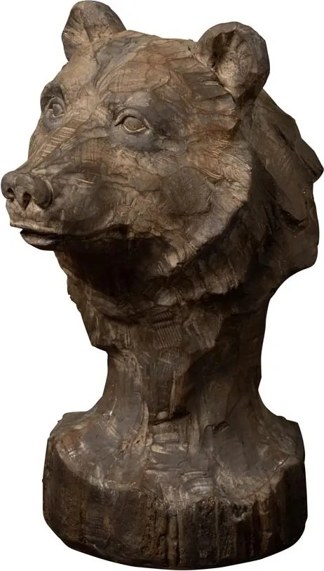 Decorațiune cap de urs brun din rășină, H22,5 cm