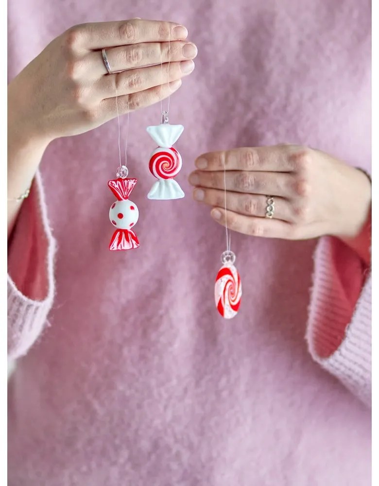 Ornamente de Crăciun lucrate manual 3 buc. din sticlă 6 cm Festive – Bloomingville