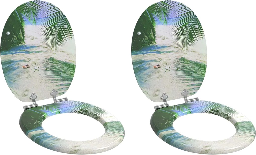 vidaXL Capac de toaletă cu închidere lentă 2 pcs Verde 44 x 38 cm