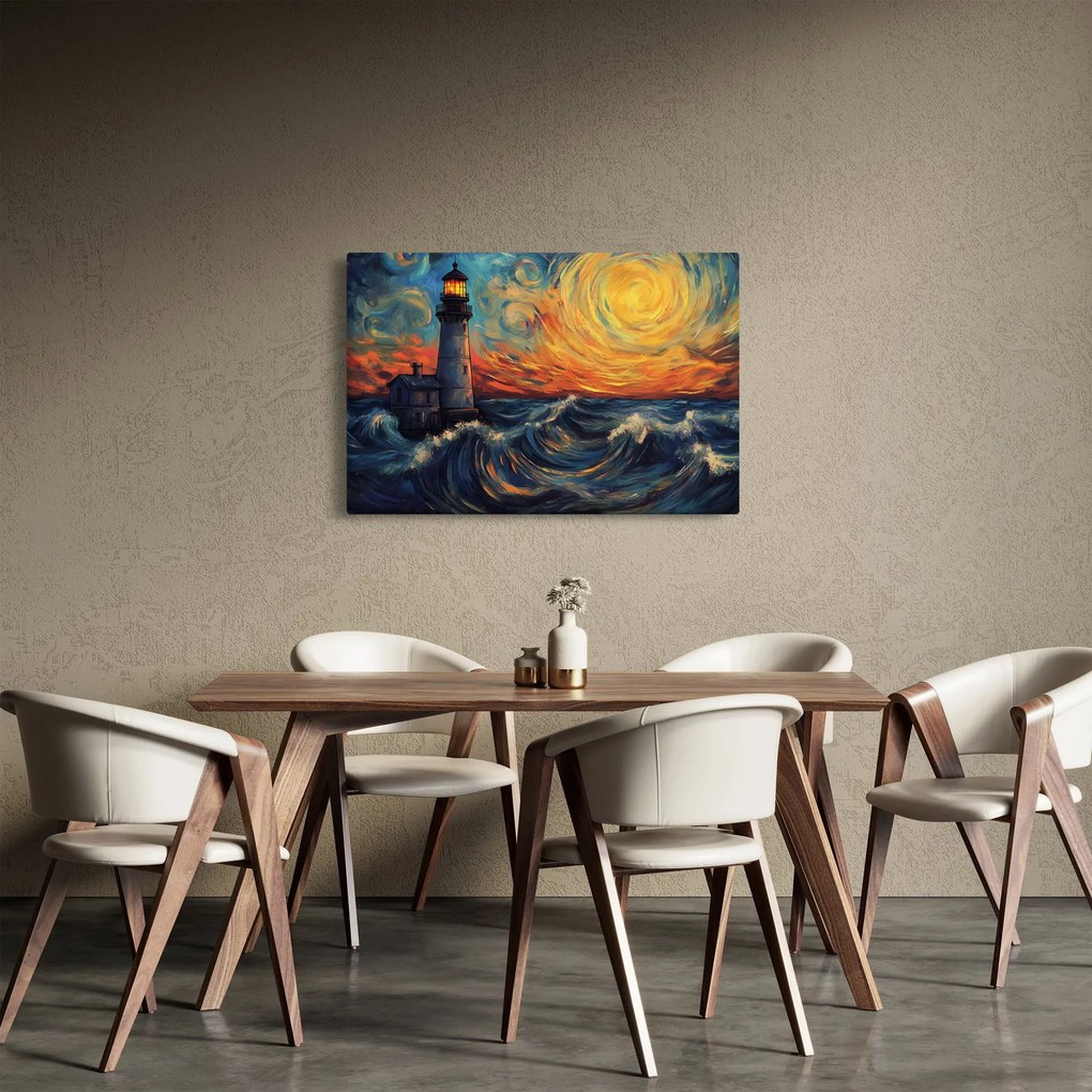 Tablou - Far în valuri (90x60 cm)