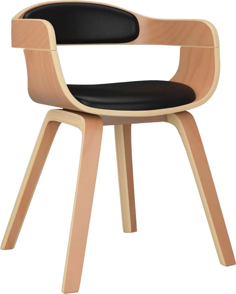 vidaXL Scaun de bucătărie, negru, piele ecologică și lemn curbat