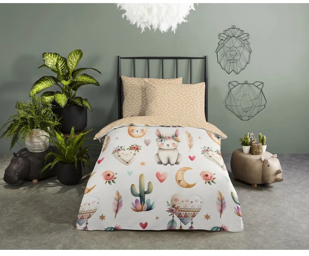 Lenjerie de pat pentru copii bej din bumbac pentru pătuț 100x135 cm Luz – Good Morning