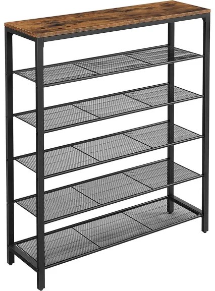 Suport Pentru Incaltaminte Cu 5 Niveluri, Vintage Maro Si Negru, 100 Cm