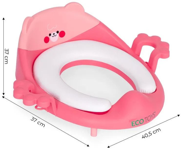Scaun de toaletă cu urechi și pernă moale roz