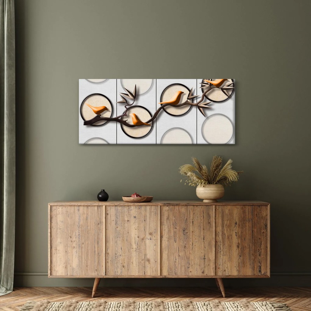Tablou artistic - Păsărele pe creangă (120x50 cm)