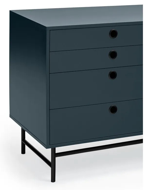 Comodă Teulat Punto, lungime 212 cm, negru-albastru