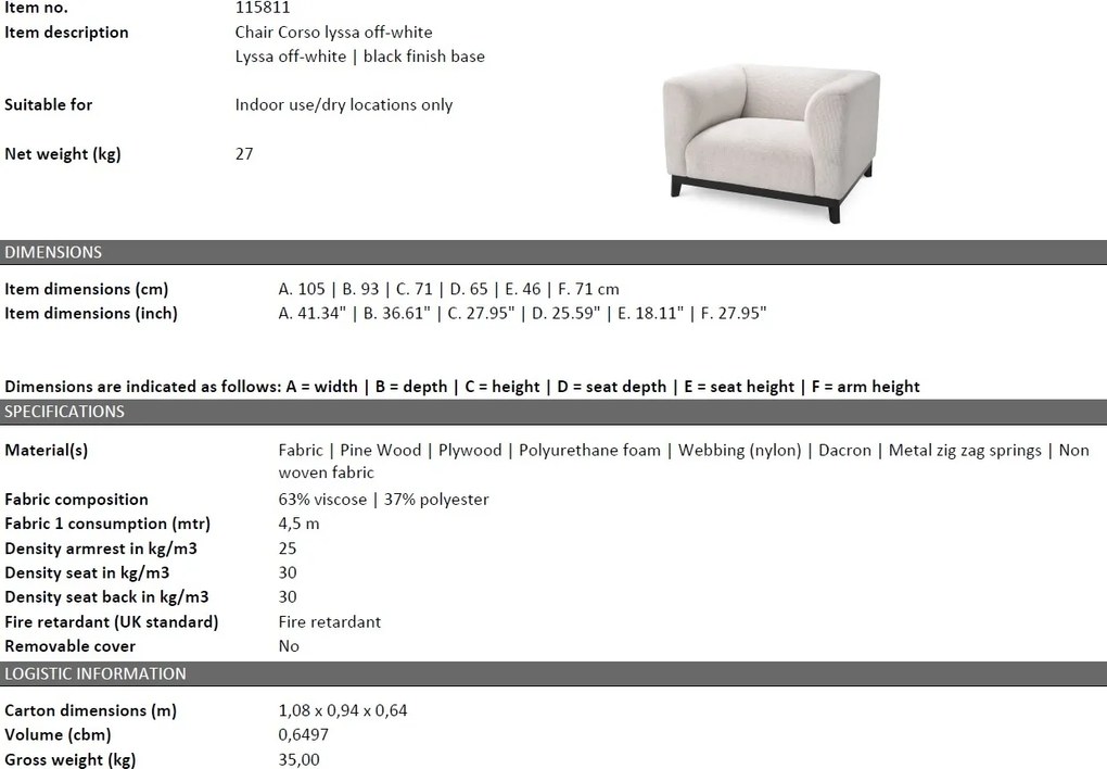 Fotoliu design LUX Corso, lyssa off-white