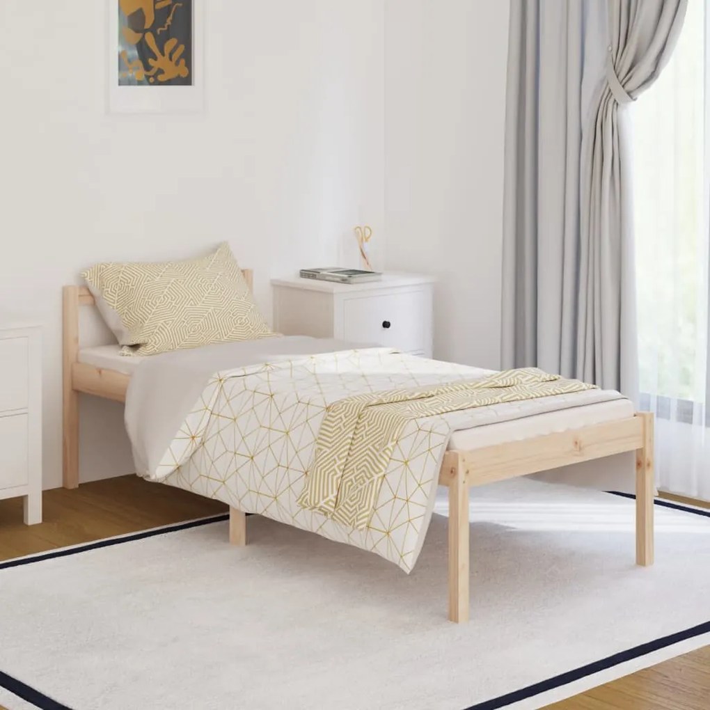 810574 vidaXL Cadru de pat mic single, 75x190 cm, lemn masiv