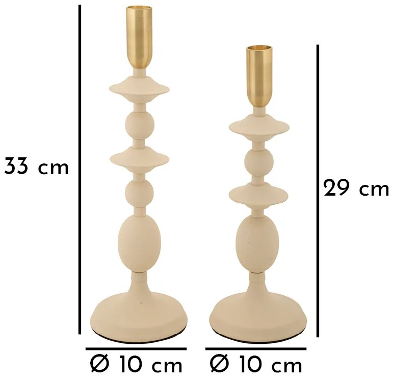 Mauro Ferretti Set Suport Lumanare Gemini Crem 2 Bucăți Cm Ø10X29-10X31 | Aosom Romania