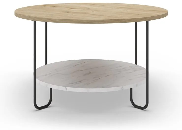 Măsuță de cafea în culoare naturală rotundă cu blat cu aspect de lemn de stejar ø 80 cm Tonka – Marckeric