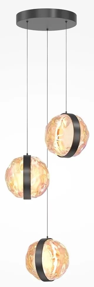 Lustra cu 3 pendule LED, Sticla, Multicolor, Misterio