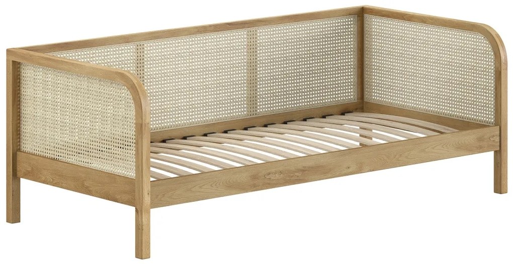 Pat copii pentru camera copil tip CABINĂ MĂSLIN 90 X 200 CM RATTAN STEJAR