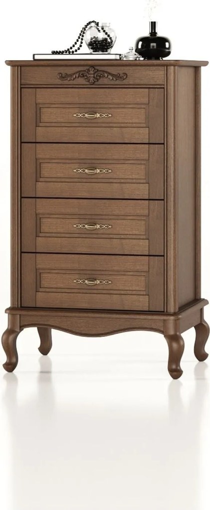 Comodă lemn masiv Seraphia 4 sertare, 63 × 46 × 107 cm - Vanilla