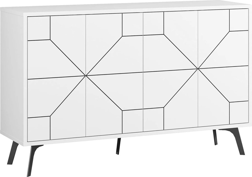 Comoda DUNE, alb/negru, PAL melaminat, 123x35x77 cm