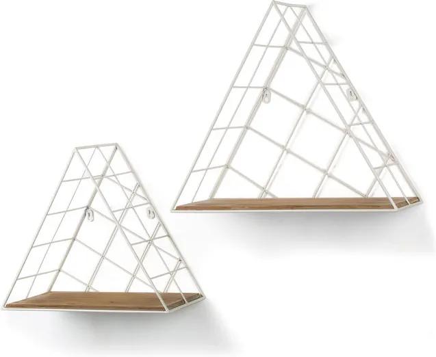 Set 2 rafturi din lemn si metal alb Trendy La Forma