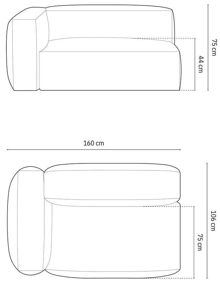 Modul pentru canapea modulară albastru închis (cu colț pe partea stângă ) Martina – Micadoni Home