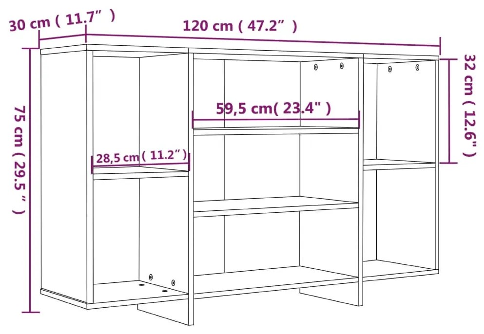 Servanta, stejar sonoma, 120x30x75 cm, PAL 1, Stejar sonoma