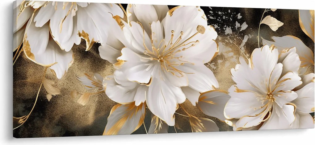 Tablou - Flori în aur (120x50 cm)