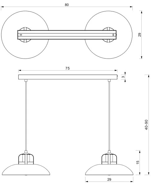 Lustră pe cablu Brilagi FLAMENGO 2xE27/60W/230V albastru