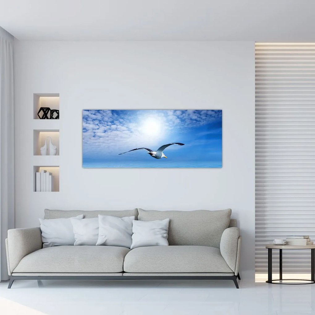 Tablou - Pescărușul peste mare (120x50 cm)