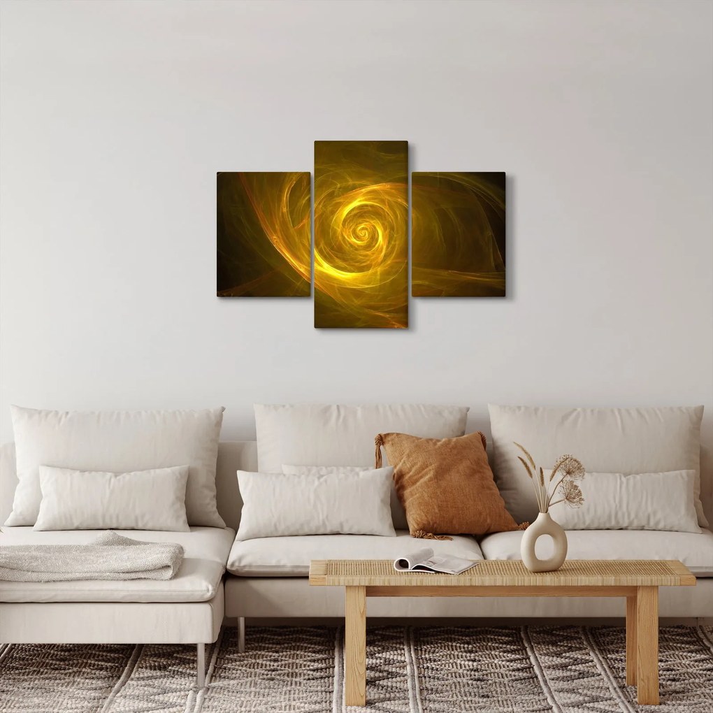 Tabloul cu spirala abstractă în galben (90x60 cm)