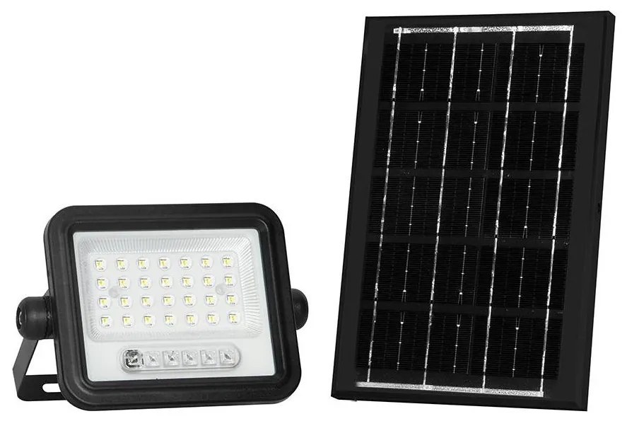 Proiector solar LED reglabil, 50W, 3,2V, IP65, 3800 mAh, negru, cu telecomandă