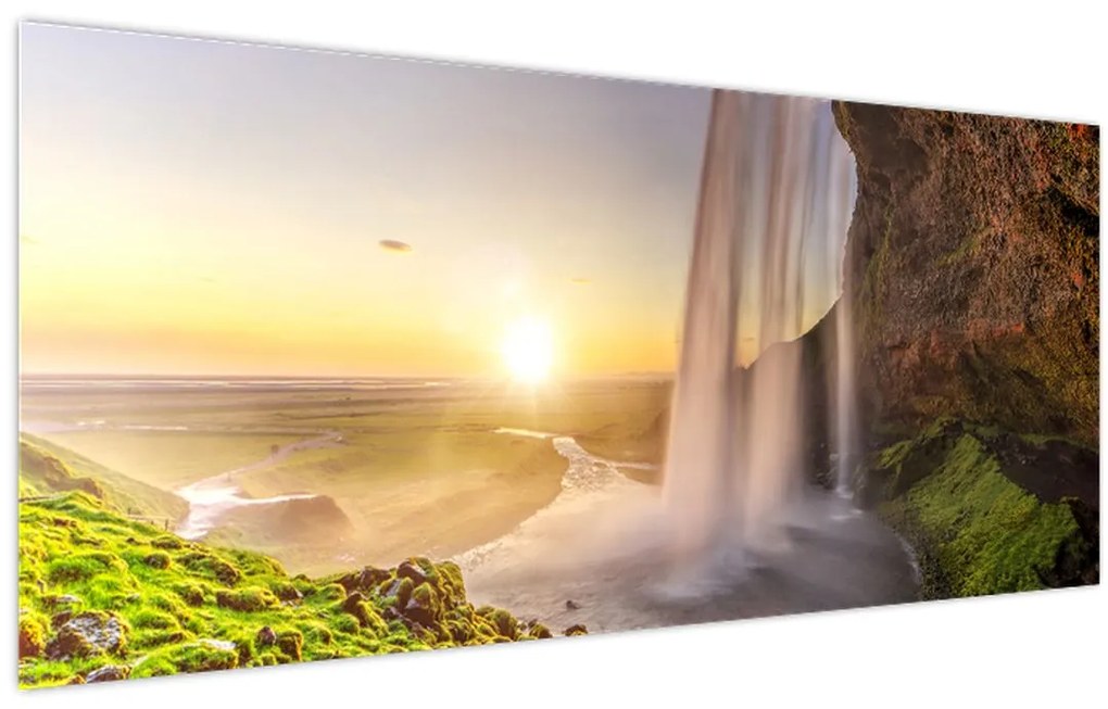 Tablou - Seljalandsfoss din spatele peșterii (120x50 cm)