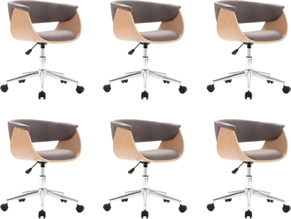 vidaXL Scaune de sufragerie pivotante, 6 buc., gri taupe, textil