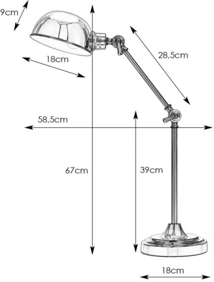 Lampă de masă PORTLAND 1xE27/40W/230V crom lucios Markslöjd 108583