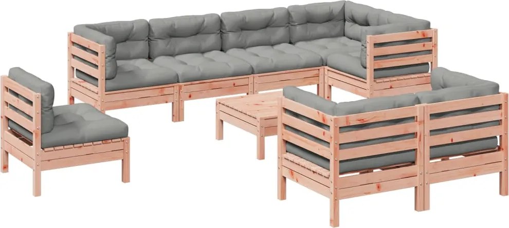vidaXL Set canapele grădină cu perne, 9 piese, lemn masiv brad douglas