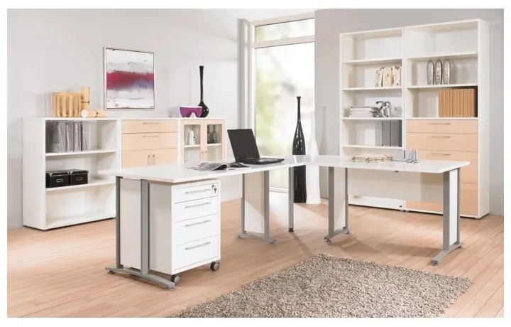 Bibliotecă modulară albă/cu aspect de lemn de stejar 89x222 cm Prima – Tvilum