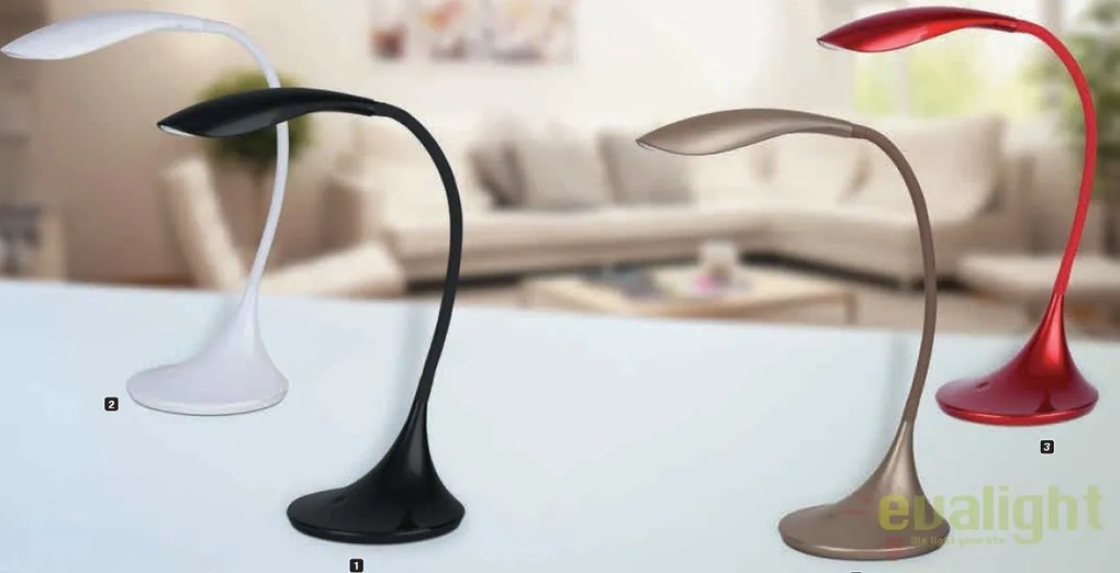 Veioza, lampa de masa moderna LED comutator tactil culoare neagra Dominic 4164 RX