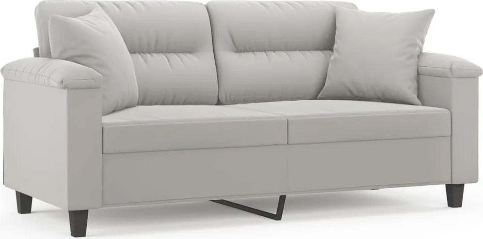 vidaXL Canapea cu 2 locuri, cu perne, gri deschis, 140 cm, microfibră