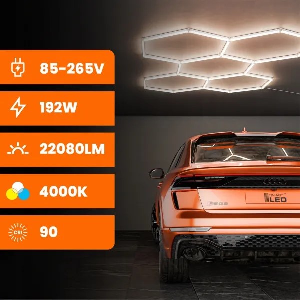 Plafonieră LED 350W, 85-265V, 6500K, 313x298 cm, CRI 90, IP54, alb