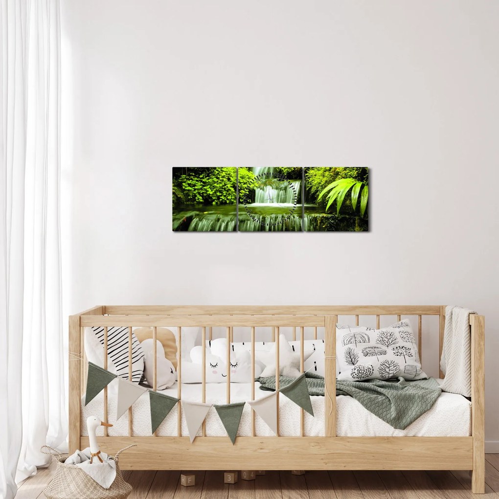 Tablou - Cascade indoneziene (cu ceas) (90x30 cm)