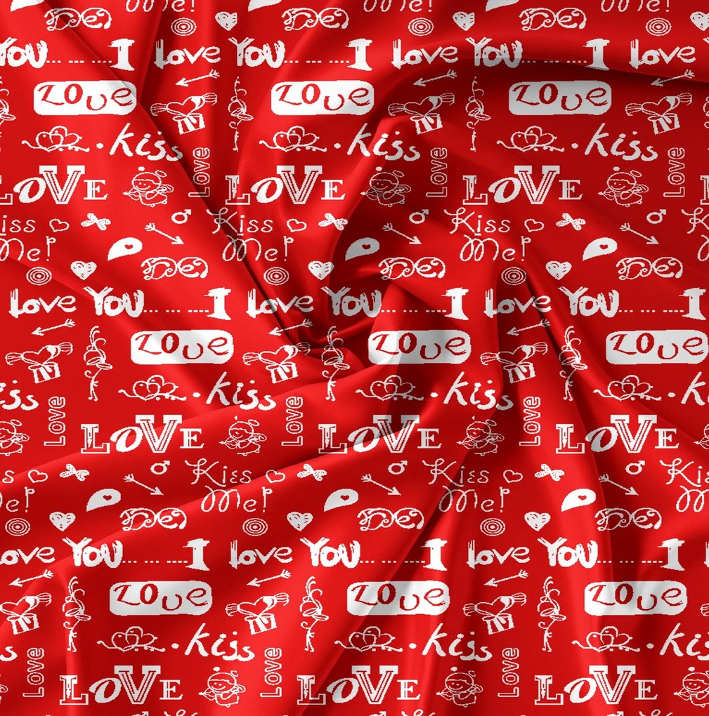 Lenjerie de pat din microfibra rosie, KISS LOVE