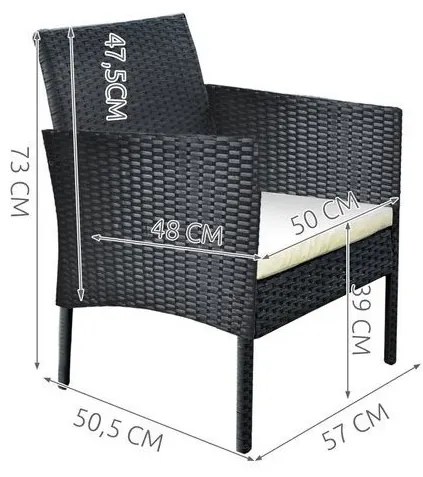 ShopJK MOBILIER DE GRĂDINĂ RATAN PATRU, MARO, PERNELE CREME