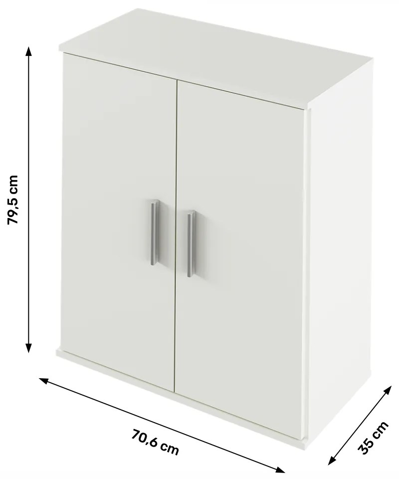 Comoda cu usi , pal alb, canturi abs, 70,6x35x79,5 cm alb, 70.6 cm, 79.5 cm, 35 cm