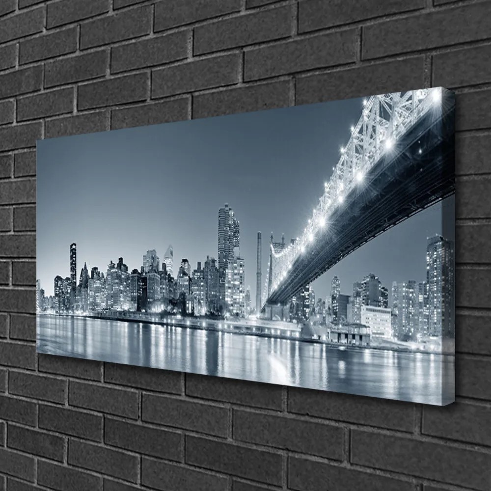 Tablou pe panza canvas Bridge City Arhitectura Gray