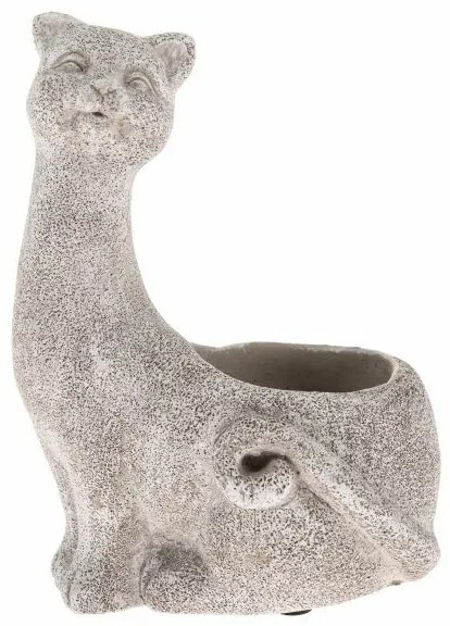Ghiveci din beton Pisică, gri, 16,5 x 22 x 13,5 cm