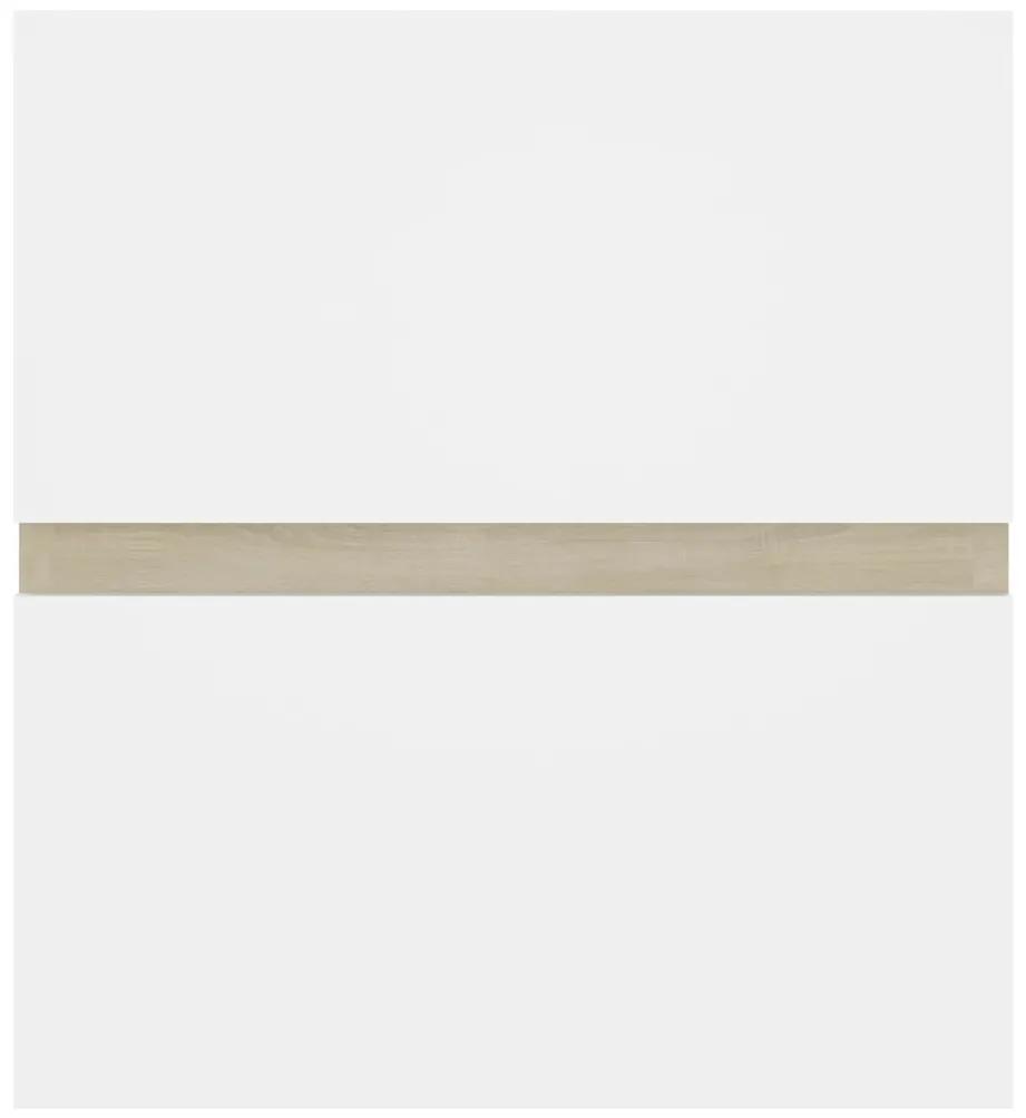 Dulap cu chiuveta incorporata, alb si stejar sonoma, PAL alb si stejar sonoma, 41 x 38.5 x 45 cm